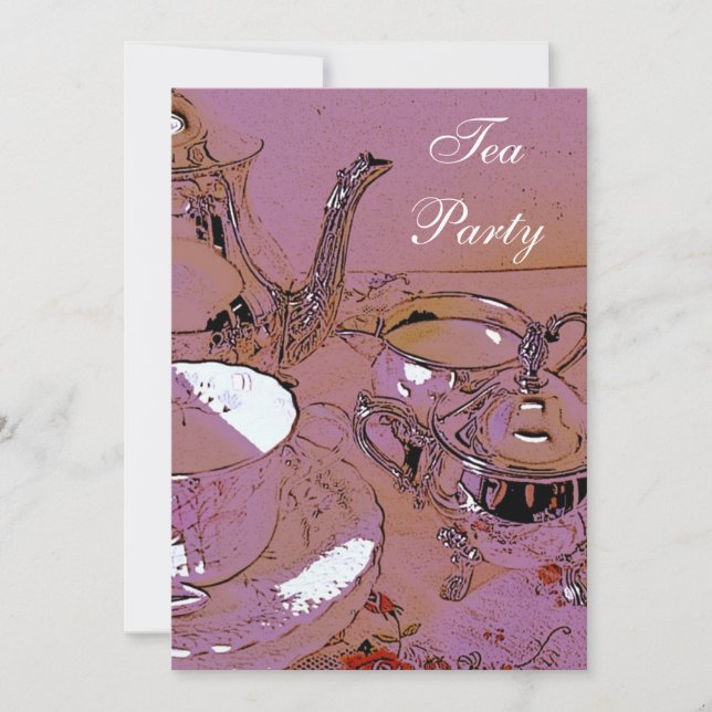 Elegante invitación del Tea Party (Anverso)