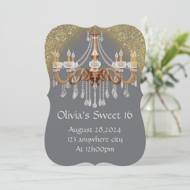 ELEGANTE INVITACIÓN DULCE 16 CUMPLEAÑOS (Anverso de pie)