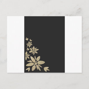 Elegante invitación en blanco negro con flores de 