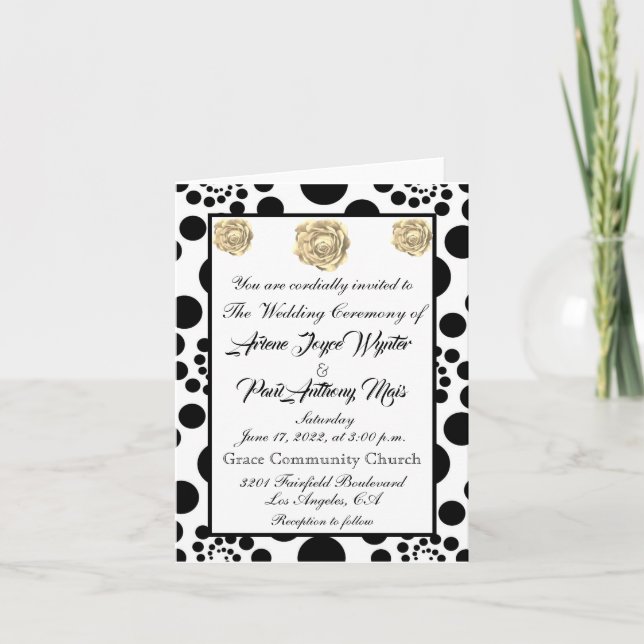 Elegante invitación en blanco y negro (Anverso)