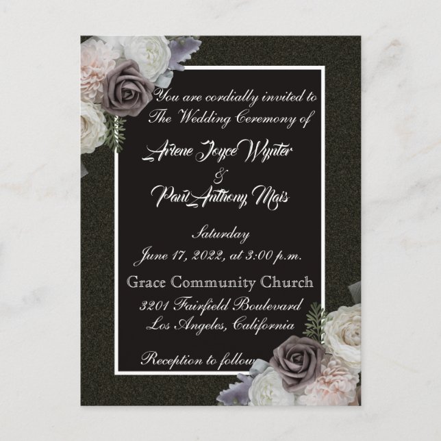 Elegante invitación en blanco y negro (Anverso)