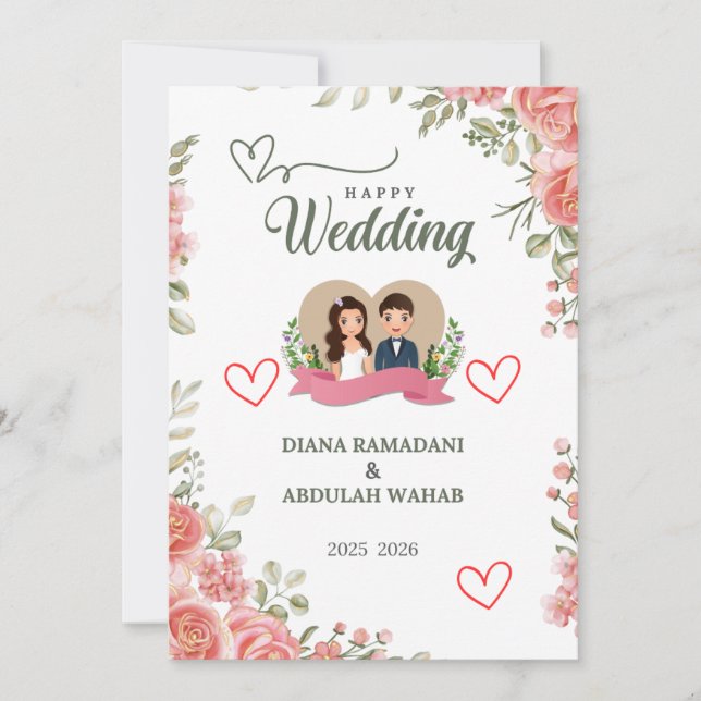 Elegante Invitación Feliz de Boda – Celebre Su (Anverso)