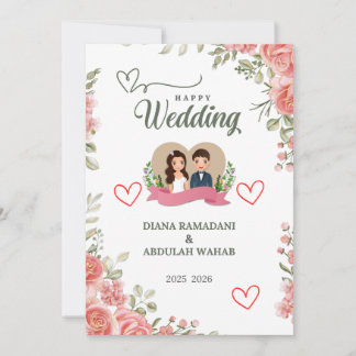 Elegante Invitación Feliz de Boda – Celebre Su