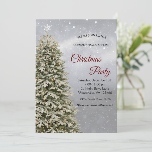 Elegante invitación festiva de árbol de Navidad (Anverso de pie)