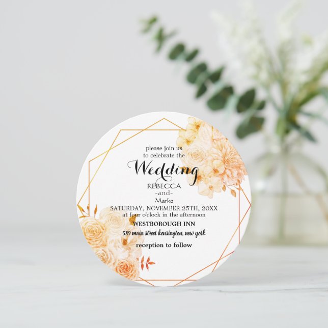 Elegante invitación floral (Anverso de pie)