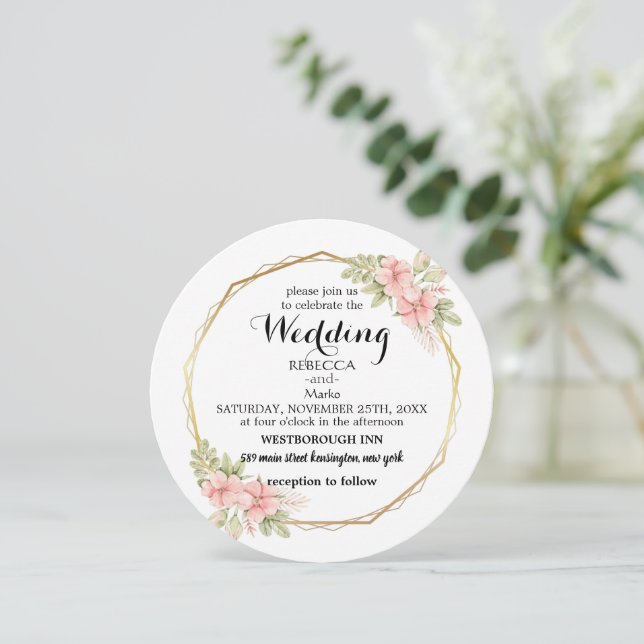 Elegante invitación floral (Anverso de pie)