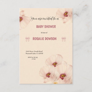 Elegante invitación floral a Baby Shower
