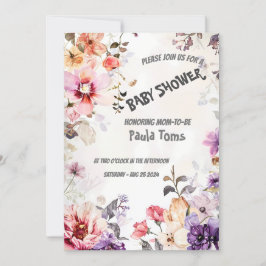 Elegante invitación floral a Baby Shower