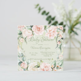Elegante invitación floral a Baby Shower