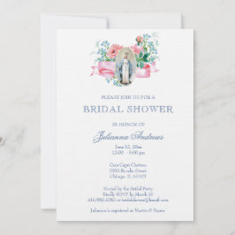 Elegante Invitación Floral A La Ducha Católica