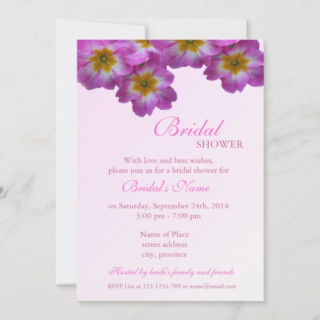 Elegante invitación floral a la ducha de novia (Anverso)