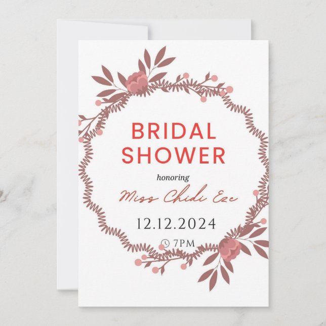 Elegante invitación Floral Bridal Shower (Anverso)