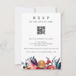 Elegante invitación floral de código QR de respues