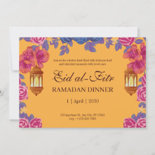 Elegante Invitación floral de Eid al-Fitr con lint