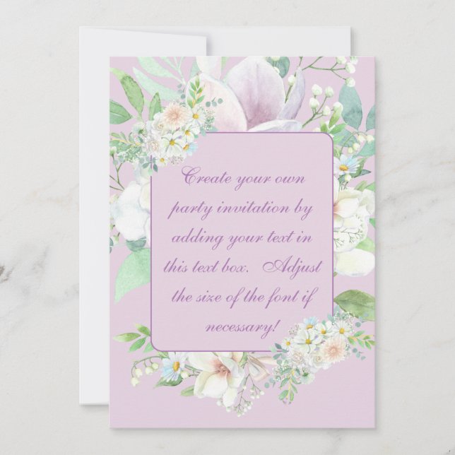 Elegante Invitación floral de Lavender Pastel (Anverso)