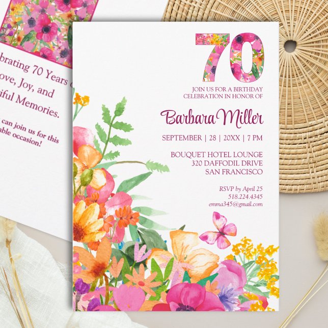 Elegante Invitación Floral de Mariposa para Cumple (Subido por el creador)