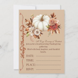 Elegante Invitación Floral de Otoño con Calabaza