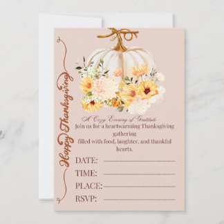 Elegante Invitación Floral de Otoño con Calabaza