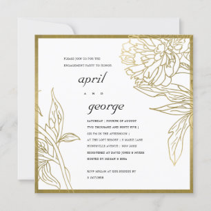 ELEGANTE INVITACIÓN FLORAL DE RELIEVE METALIZADO D