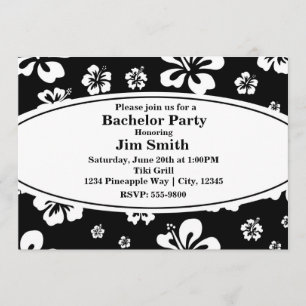 Elegante invitación floral en blanco y negro de Hi