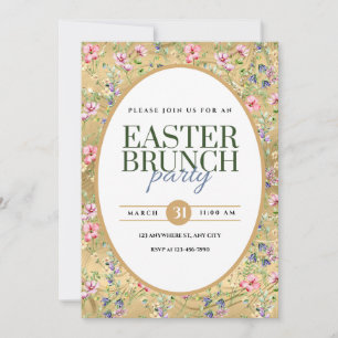 Elegante Invitación floral Fiesta Brunch de Pascua