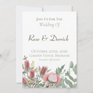 Elegante invitación floral nativa australiana