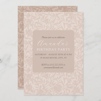 Elegante invitación floral neutra beige mocha
