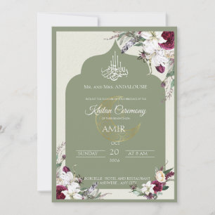 Elegante invitación floral para la ceremonia islám