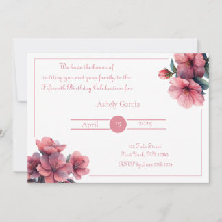 Elegante invitación floral rosa - Todos los evento