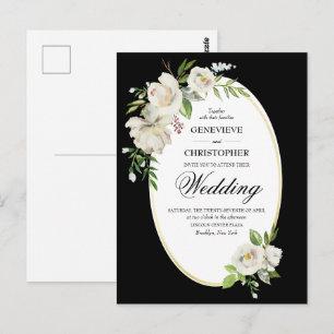 Elegante invitación formal a la boda floral negra