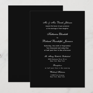 Elegante invitación formal a la boda negra