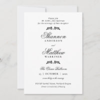 Elegante invitación formal en blanco negro