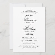 Elegante invitación formal en blanco negro