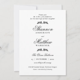 Elegante invitación formal en blanco negro