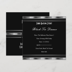 Elegante Invitación Gala Formal Corbata Negra Plat