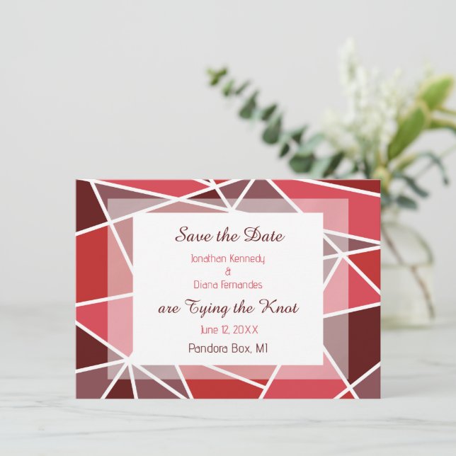 Elegante Invitación Geométrica de Boda para Guarda (Anverso de pie)