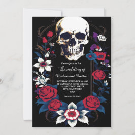 Elegante invitación gótica a la boda de Skull