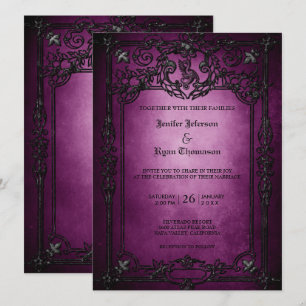 Elegante invitación gótica de bodas de Halloween