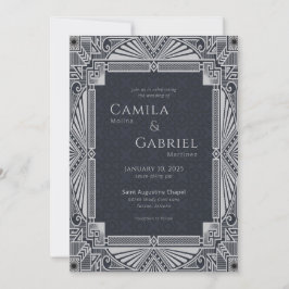 Elegante invitación gris de la Marina de Deco Vint