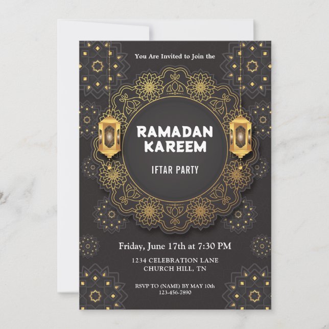 Elegante invitación iftar (Anverso)