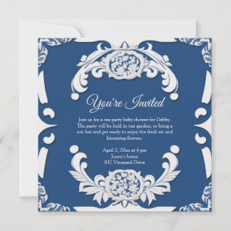 Elegante Invitación inglesa China azul y blanca