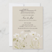Elegante Invitación Islámica de Nikkah Floral Blan