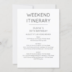 Elegante Invitación Itineraria de Cumpleaños de Fi
