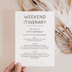 Elegante Invitación Itineraria de Cumpleaños de Fi