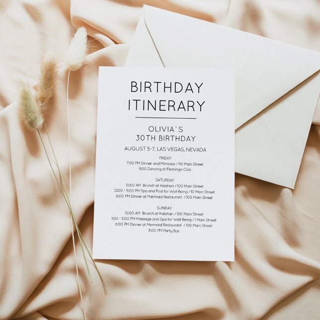 Elegante Invitación Itineraria de Cumpleaños de Fi (Subido por el creador)