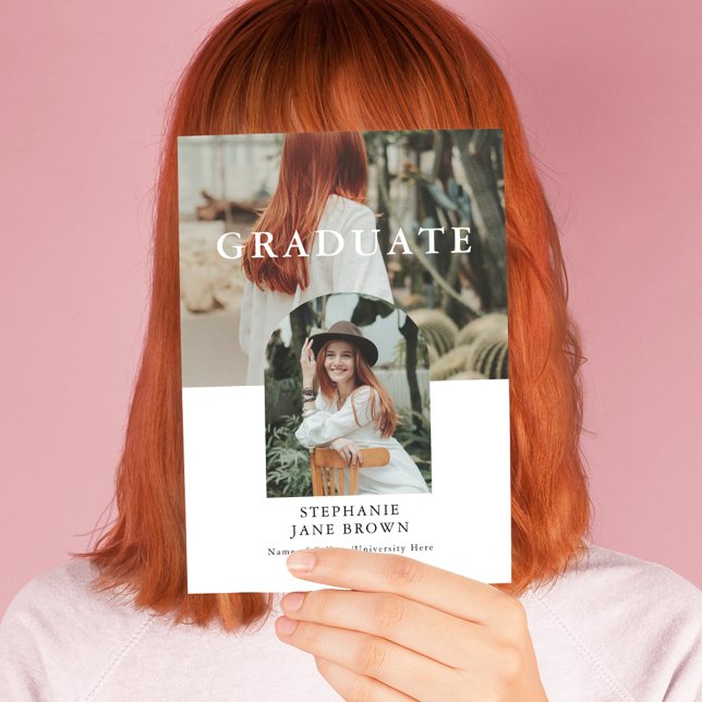 Elegante Invitación mínima de 2 graduados de fotog (Subido por el creador)