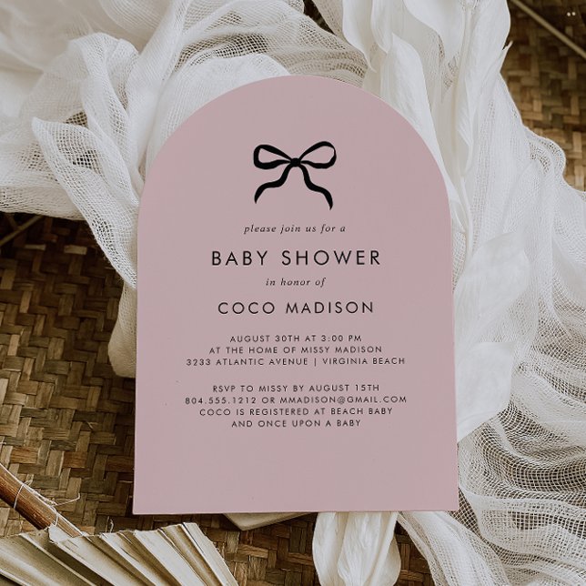 Elegante invitación minimalista a arco Baby Shower (Modern Minimalist Blush Pink Baby Shower Invitation)