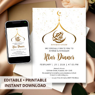 Elegante Invitación Minimalista a Cena de Iftar de