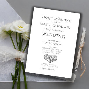 Elegante invitación Minimalista a la boda blanca