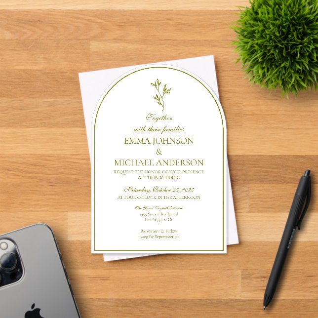 Elegante invitación Minimalista a la boda blanca y (Insitu (Tarjeta de Invitación))